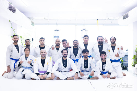Knots and Collar BJJ gi class group photo South Delhi Brazilian Jiu-Jitsu students Defence Colony New Delhi