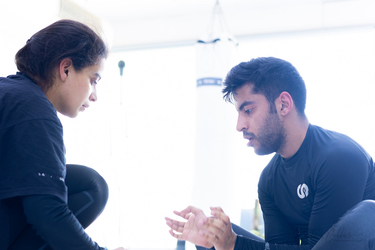 BJJ students learning technique at Knots and Collar Brazilian Jiu-Jitsu academy New Delhi