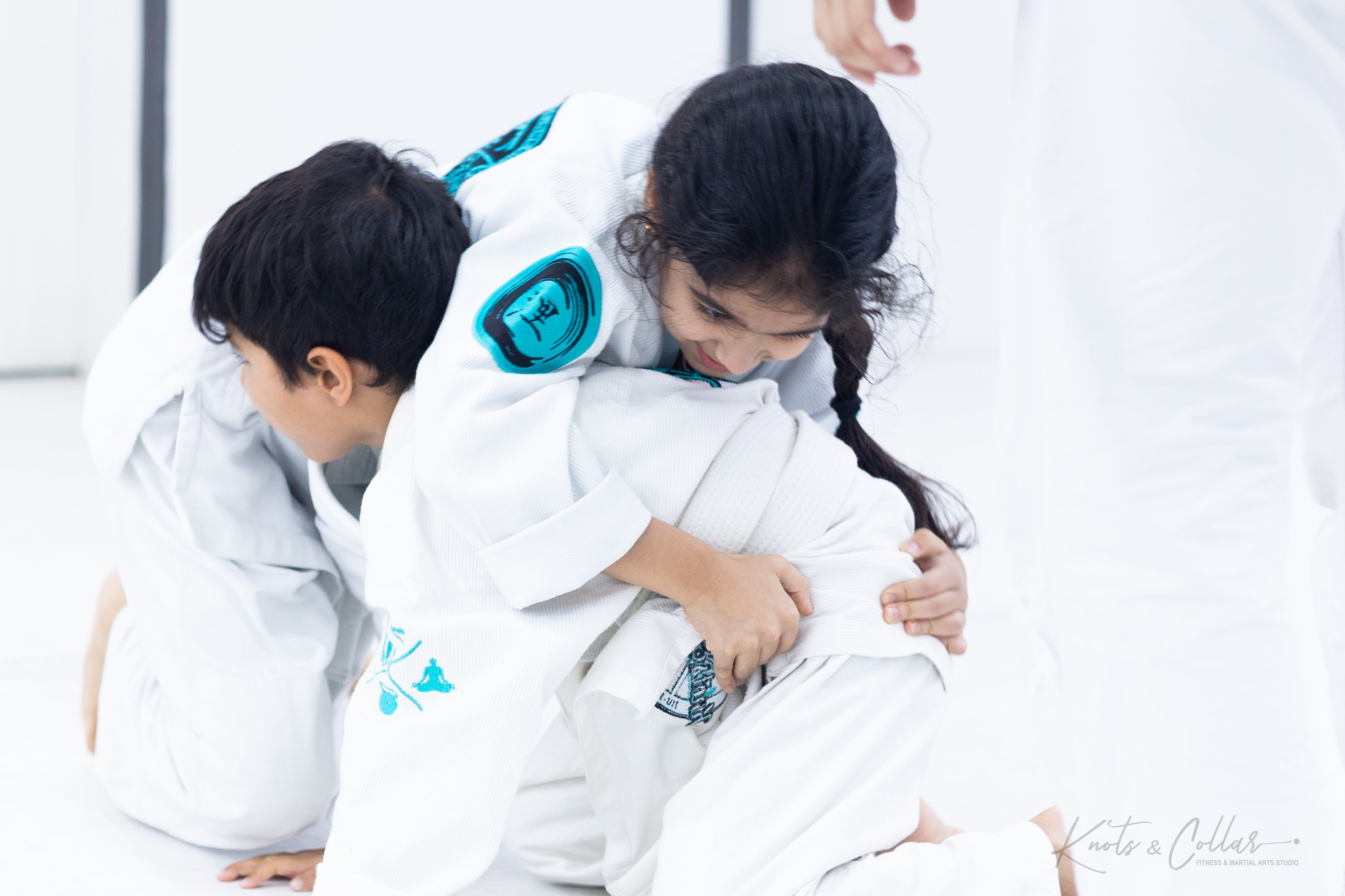 Children learning BJJ at Knots and Collar martial arts studio Delhi