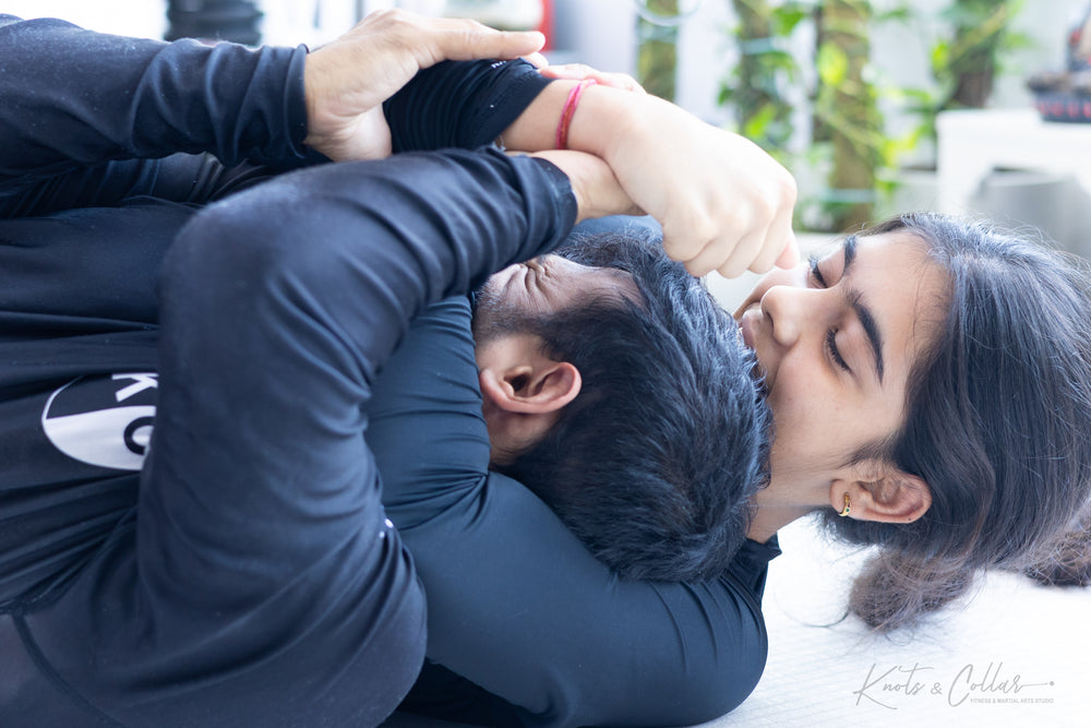 No-Gi BJJ sparring session at Knots and Collar New Delhi